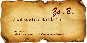 Zsatkovics Balázs névjegykártya